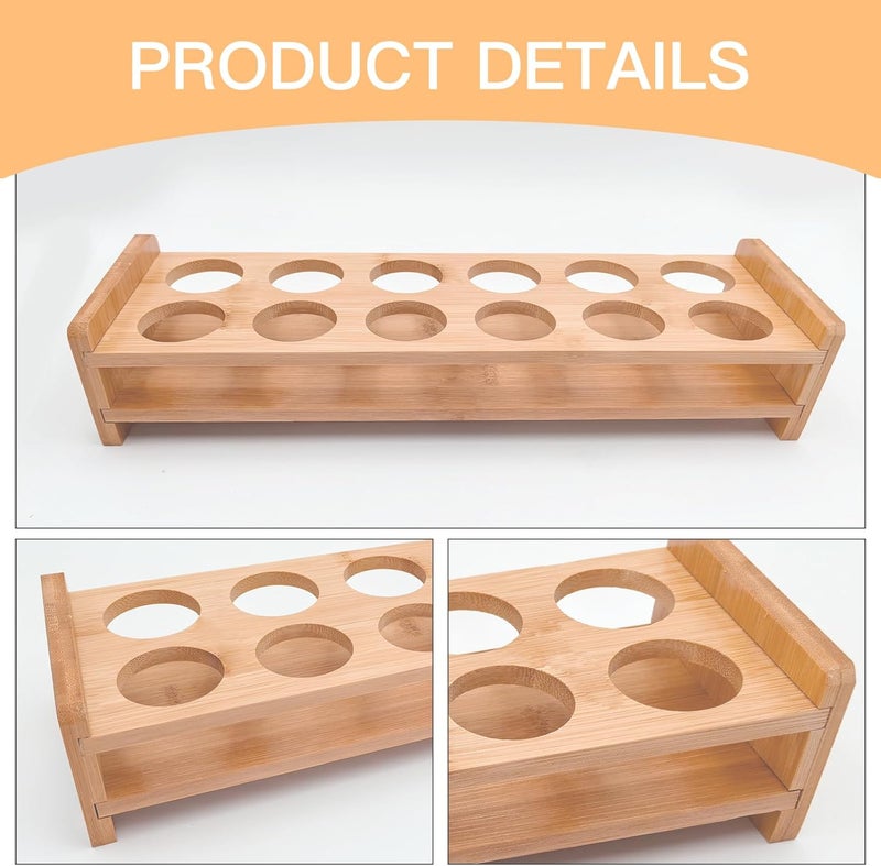 GeryVtee 12 Shot Glass Holder Wine Glass Cup Serving Tray Cups Organizer Shot Display for Bar Accessories for Party, Bar, Club Hole: 1.53 Inch - Image 3
